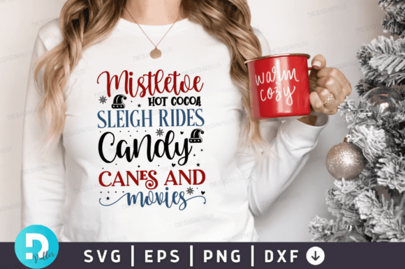 Mistletoe Hot Cocoa Sleigh Rides Candy Graphics for Crafts