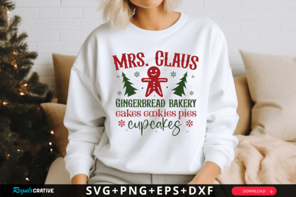 Mrs. Claus Gingerbread Bakery Cakes SVG for Crafts and Graphics