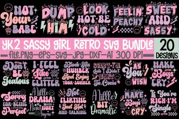 Yk2 Sassy Girl Retro SVG Bundle for Crafts and Graphics